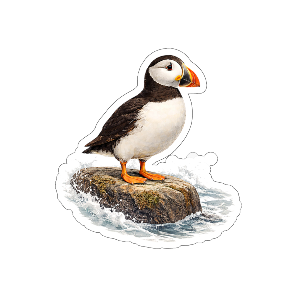 Bram the Puffin, Matte Vinyl Die-Cut Sticker